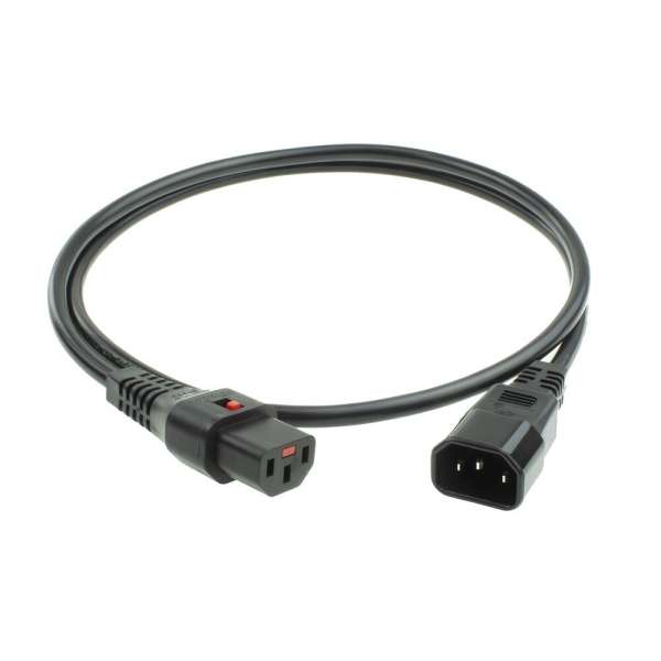 ACT Powercord C13 IEC Lock - C14 2m Black 5-Pack