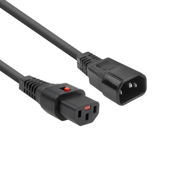 ACT Powercord C13 IEC Lock - C14 3m Black