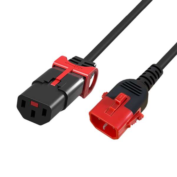 ACT Powercord C13 IEC Lock+ - C14 IEC Lock Dual Locking 1m Black
