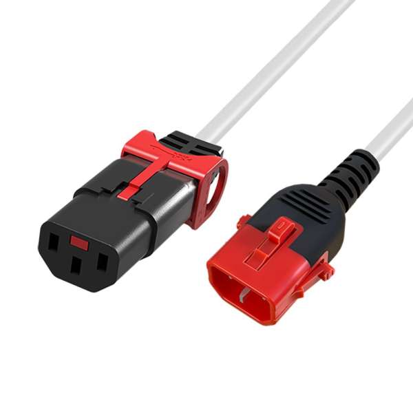 ACT Powercord C13 IEC Lock+ - C14 IEC Lock Dual Locking 3m White