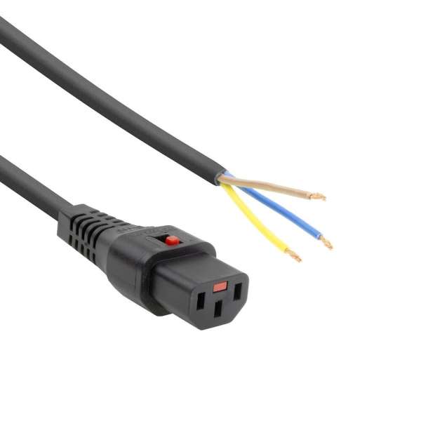 ACT Powercord C13 IEC Lock open end 2m Black 5-Pack