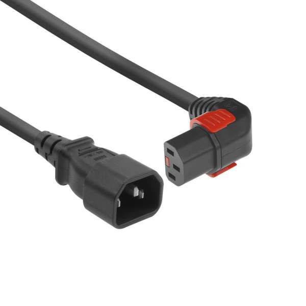 ACT Powercord C14 - C13 IEC Lock (down angled) 2m Black