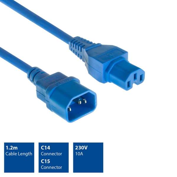 ACT Powercord C14 - C15 1,2m Blue