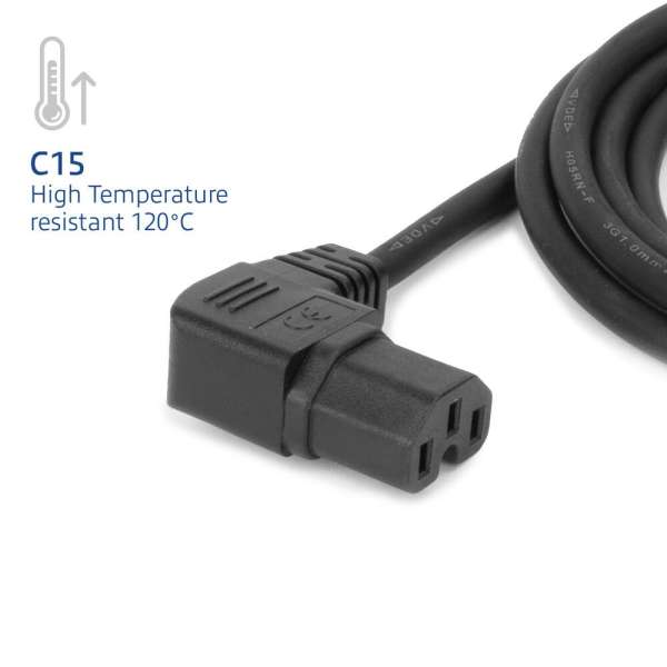 ACT Powercord C14 - C15 (angled left) 1,2m Black