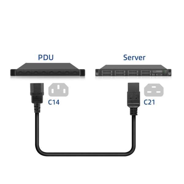 ACT Powercord C14 male- C21 famale 1m Black
