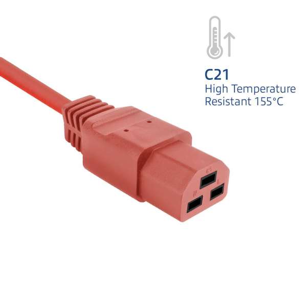 ACT Powercord C14 male- C21 famale 1m Red