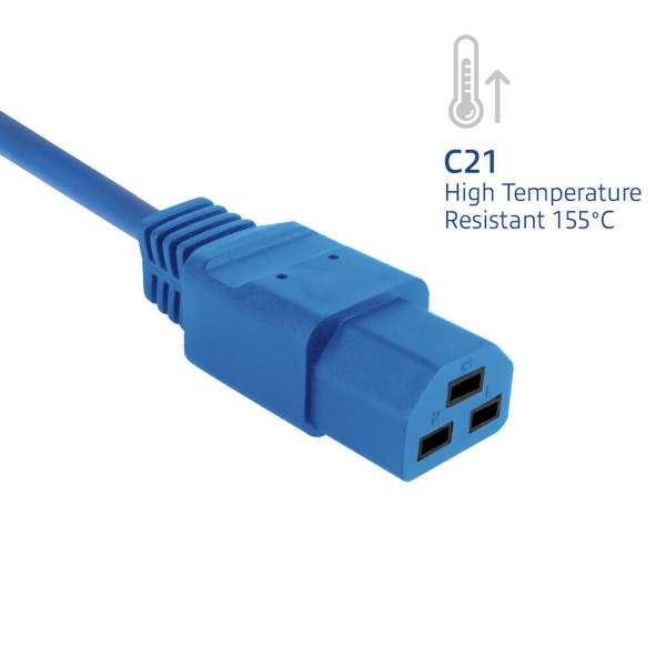 ACT Powercord C14 male- C21 famale 2,5m Blue