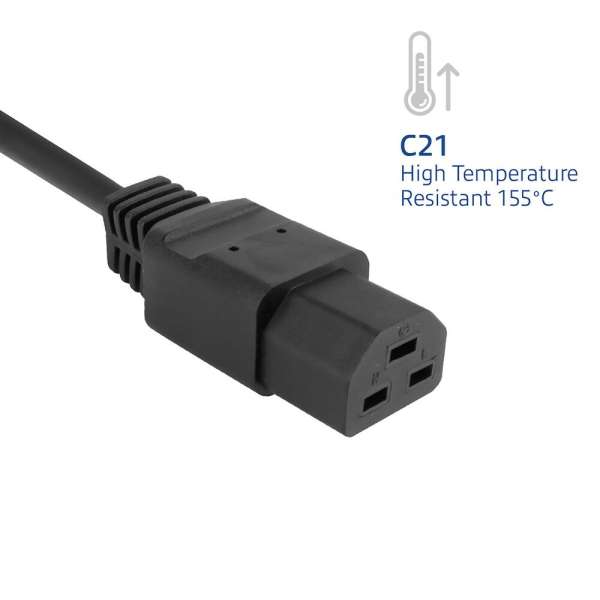 ACT Powercord C14 male- C21 famale 2m Black