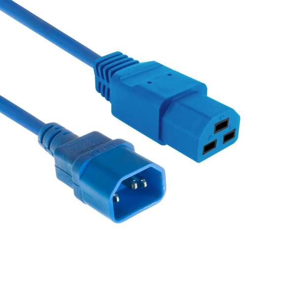 ACT Powercord C14 male- C21 famale 3m Blue