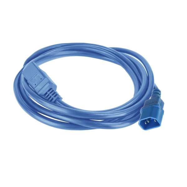 ACT Powercord C14 male- C21 famale 3m Blue