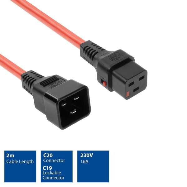 ACT Powercord C19 IEC Lock - C20 2m Red