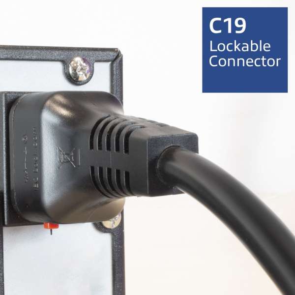 ACT Powercord C19 IEC Lock - C20 IEC Lock Dual Locking 1m Black
