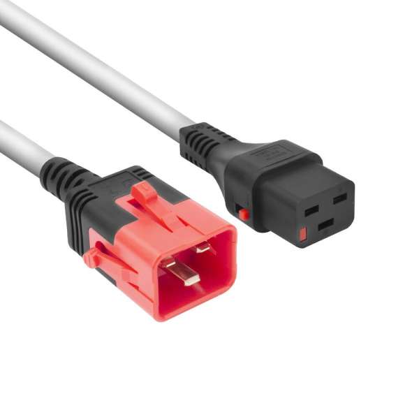 ACT Powercord C19 IEC Lock - C20 IEC Lock Dual Locking 2m White