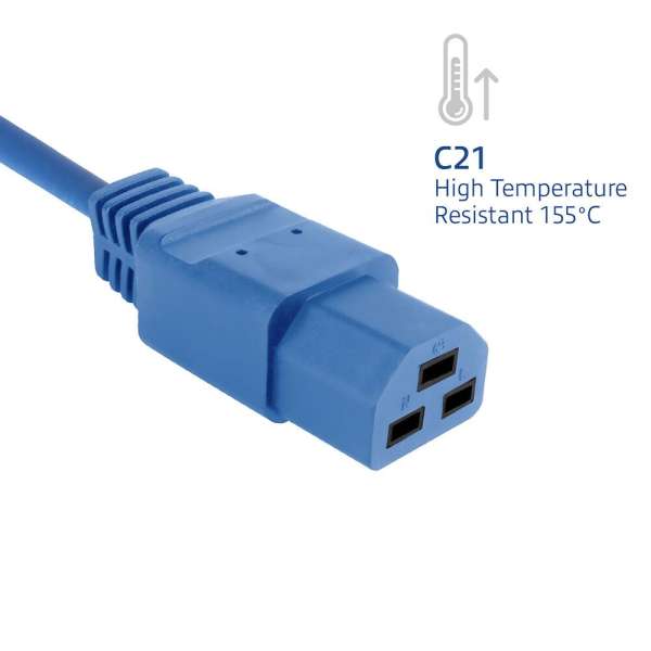 ACT Powercord C20 male - C21 famale 1,5m Blue