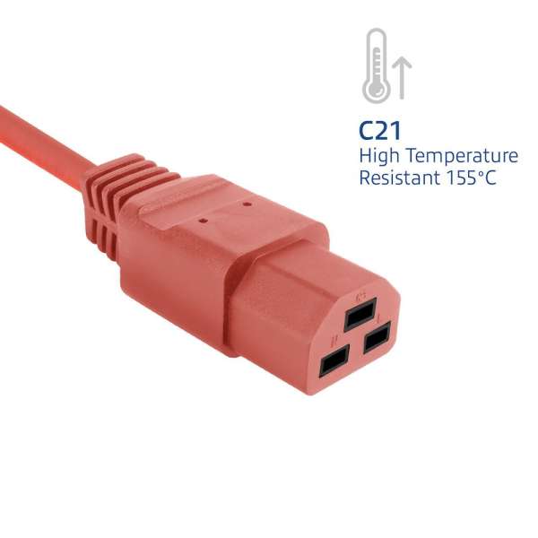 ACT Powercord C20 male - C21 famale 1m Red