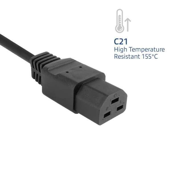 ACT Powercord C20 male - C21 famale 2,5m Black
