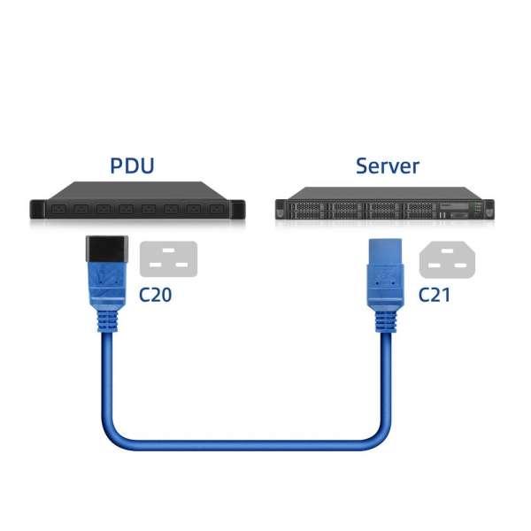 ACT Powercord C20 male - C21 famale 2,5m Blue
