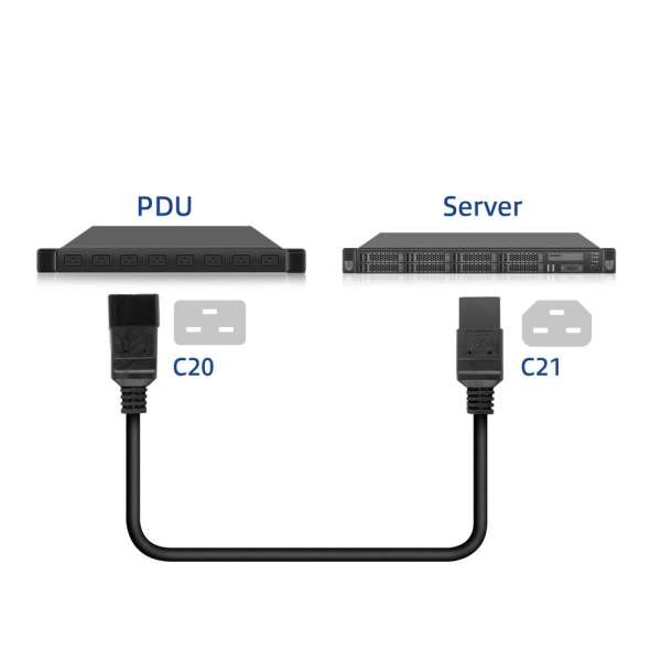 ACT Powercord C20 male - C21 famale 2m Black