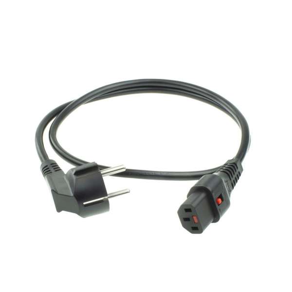 ACT Powercord CEE 7/7 male (angled) - C13 IEC Lock 2m Black 5-Pack