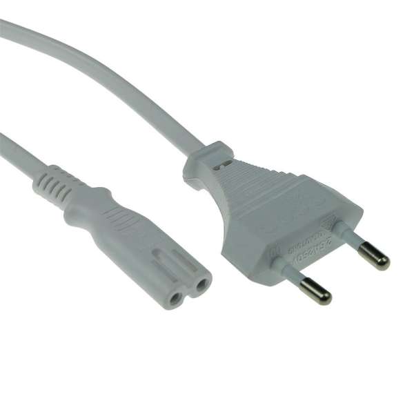 ACT Powercord Euro male - C7 female 3m White