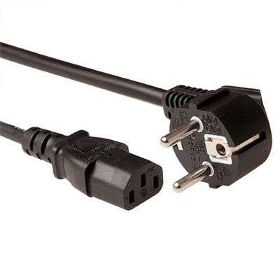 ACT Powercord LSZH mains connector Schuko CEE 7/7 male (angled) - C13 IEC 60320 1,5m Black
