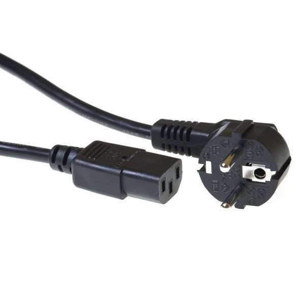 ACT Powercord mains connector Schuko CEE 7/7 male (angled) - C13 IEC 60320 3m Black