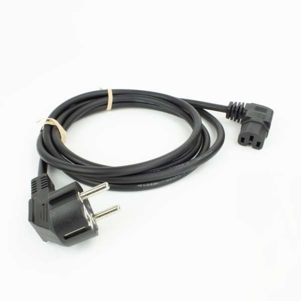 ACT Powercord mains connector Schuko CEE 7/7 male (angled) - C15 (angled left) IEC 60320 1m Black