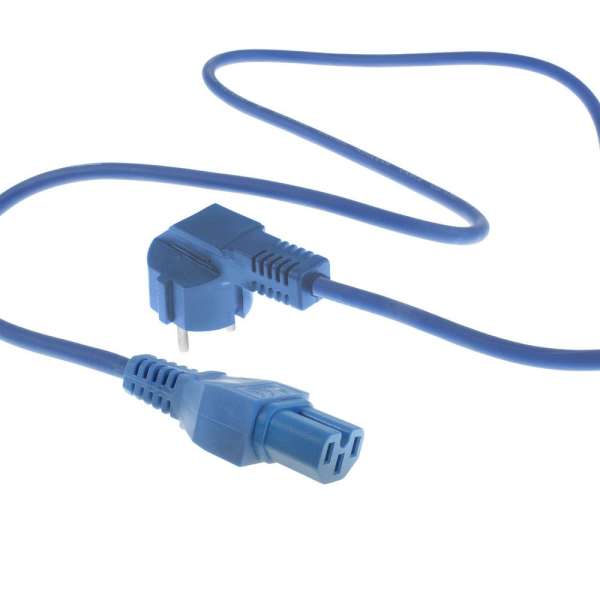 ACT Powercord mains connector Schuko CEE 7/7 male (angled) - C15 IEC 60320 2 m Blue
