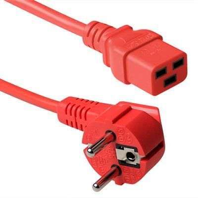 ACT Powercord mains connector Schuko CEE 7/7 male (angled) - C19 IEC 60320 1,2m Red