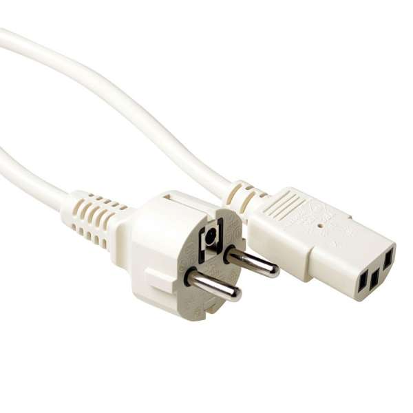 ACT Powercord mains connector Schuko CEE 7/7 male (straight) - C13 IEC 1,5m Ivory