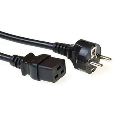 ACT Powercord mains connector Schuko CEE 7/7 male (straight) - C13 IEC 1m Black