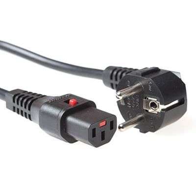 ACT Powercord Schuko CEE 7/7 male (angled) - C13 IEC Lock 1m Black