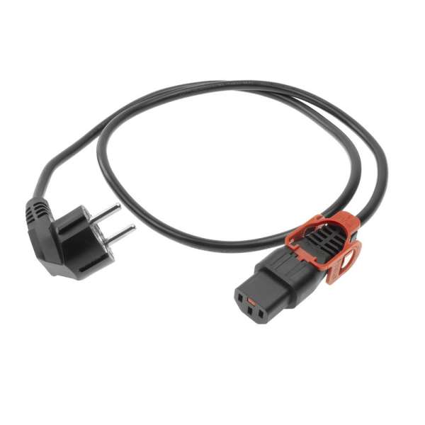 ACT Powercord Schuko CEE 7/7 male (angled) - C13 IEC Lock+ 1m Black