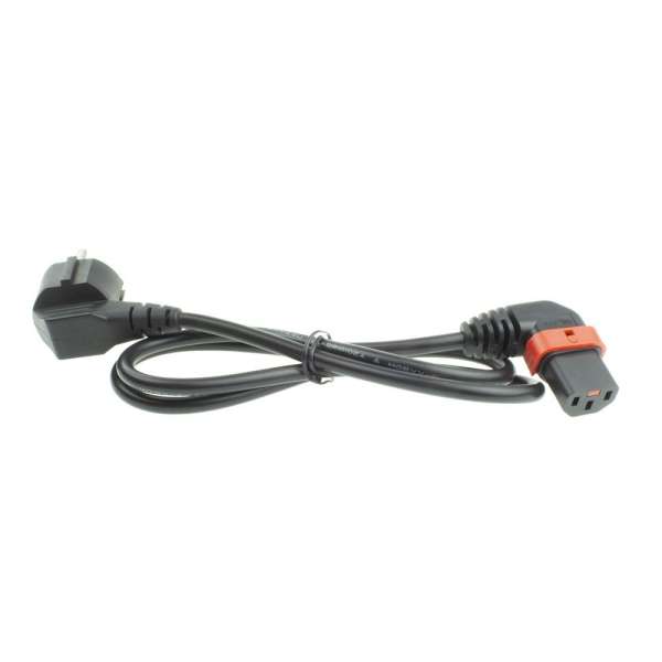 ACT Powercord Schuko CEE 7/7 male (angled) - C13 IEC Lock (left angled) 1m Black