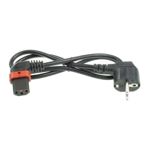 ACT Powercord Schuko CEE 7/7 male (angled) - C13 IEC Lock (right angled) 2m Black