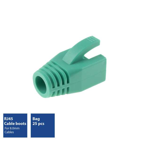 ACT RJ45 boot for 8.0 mm cable 25db Green