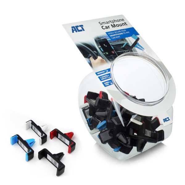 ACT Smartphone car mount placement in the air vent metal clip Multiple Colors 25db/cs