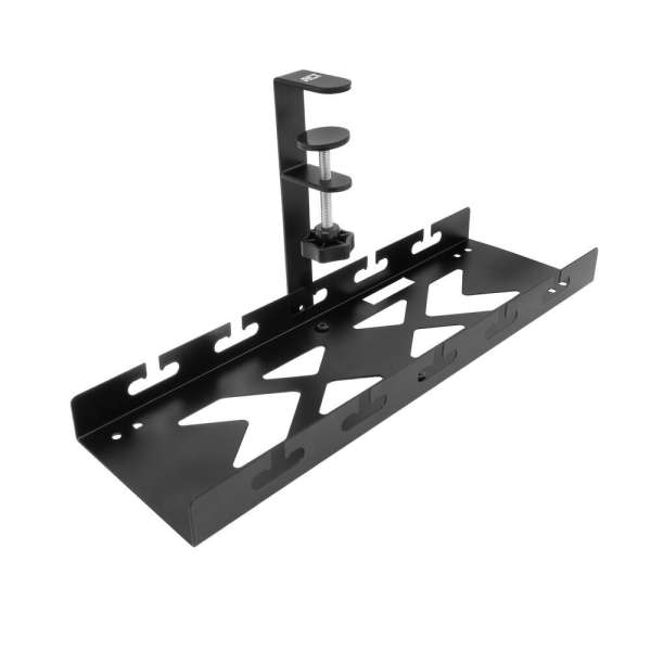 ACT Under-desk cable management tray with clamp mount 40cm Black