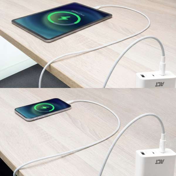 ACT USB 2.0 240W charging/data cable USB-C to USB-C 2m White