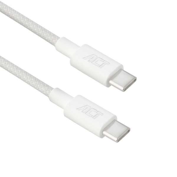 ACT USB 2.0 60W charging/data cable USB-C to USB-C 1m White