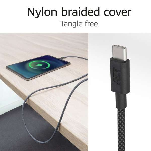ACT USB 2.0 60W charging/data cable USB-C to USB-C 2m Black