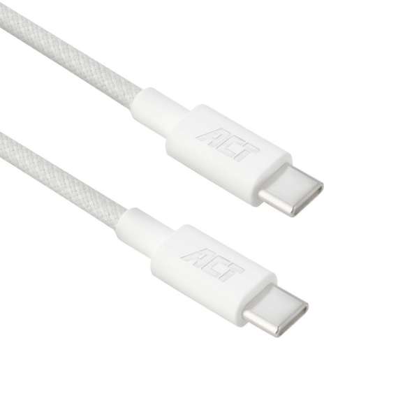 ACT USB 2.0 60W charging/data cable USB-C to USB-C 2m White