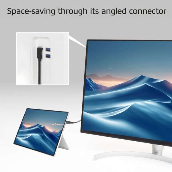 ACT USB 3.0 60W USB Type-C (straight) to USB Type-C (left/right angled) Cable 1m Black