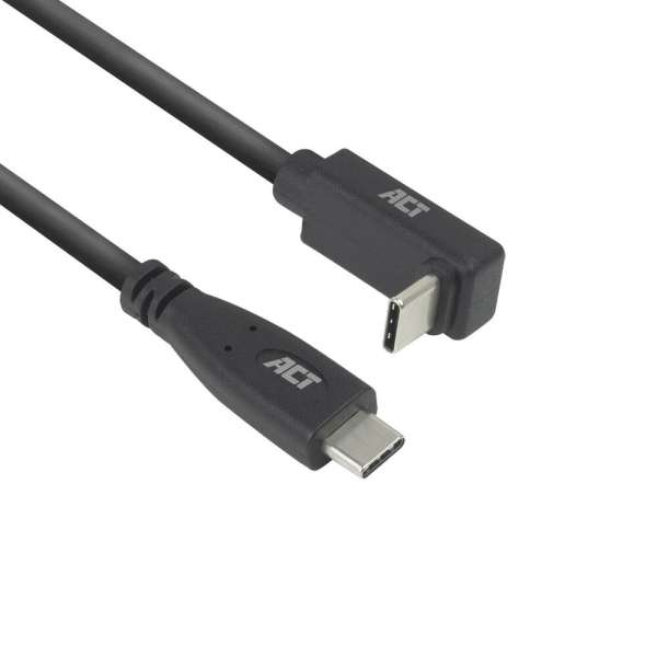 ACT USB 3.0 60W USB Type-C (straight) to USB Type-C (left/right angled) Cable 2m Black