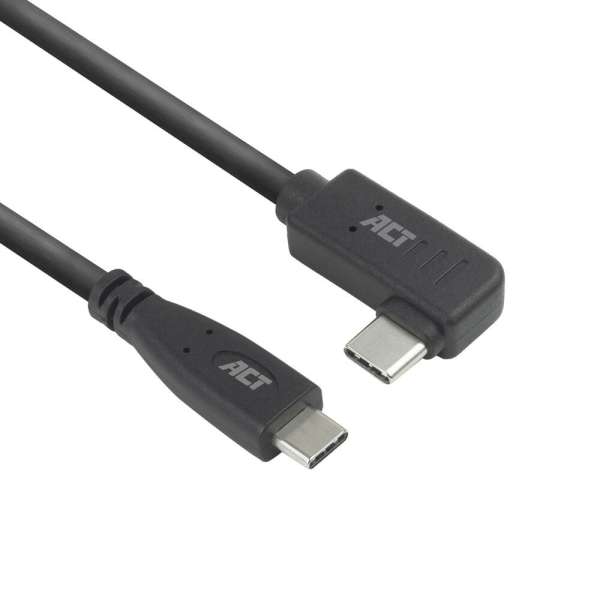 ACT USB 3.0 60W USB Type-C (straight) to USB Type-C (left/right angled) Cable 3m Black