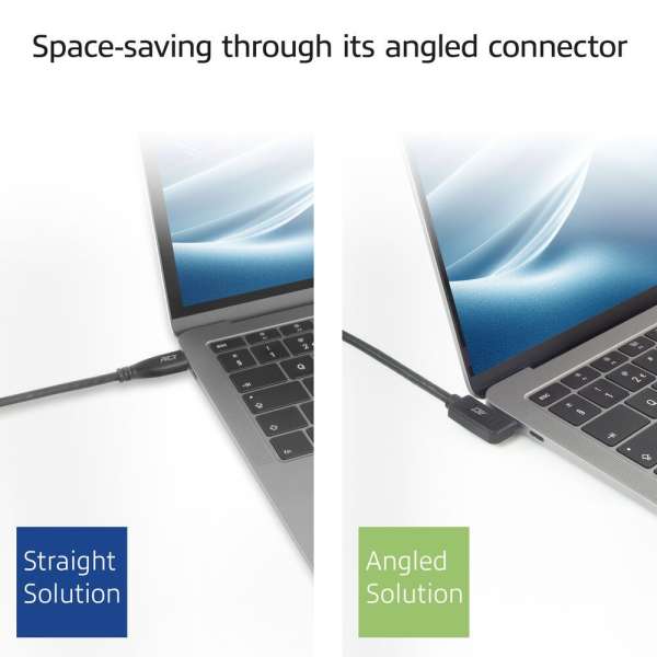 ACT USB 3.0 60W USB Type-C (straight) to USB Type-C (left/right angled) Cable 3m Black