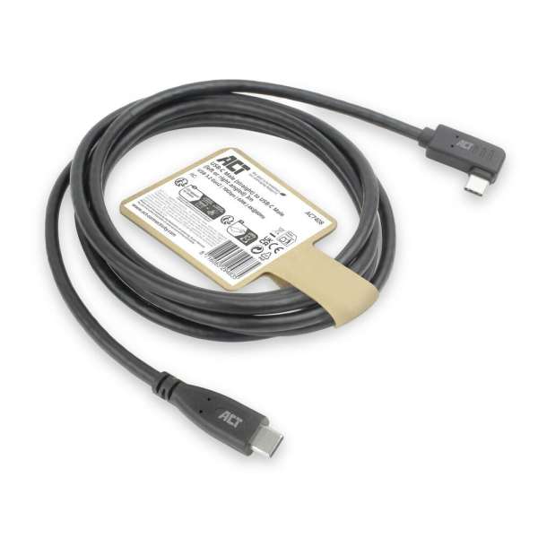 ACT USB 3.0 60W USB Type-C (straight) to USB Type-C (left/right angled) Cable 3m Black