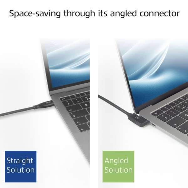 ACT USB 3.0 60W USB Type-C (left/right angled) to USB Type-C (left/right angled) Cable 1m Black