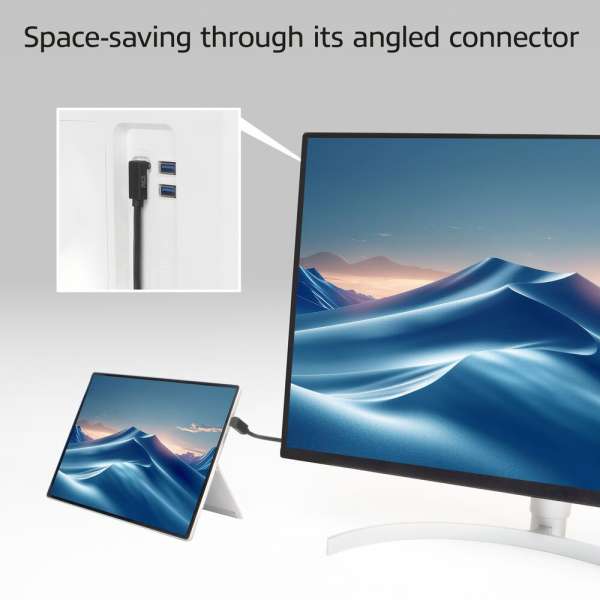 ACT USB 3.0 60W USB Type-C (up/down angled) to USB Type-C (up/down angled) 1m Black