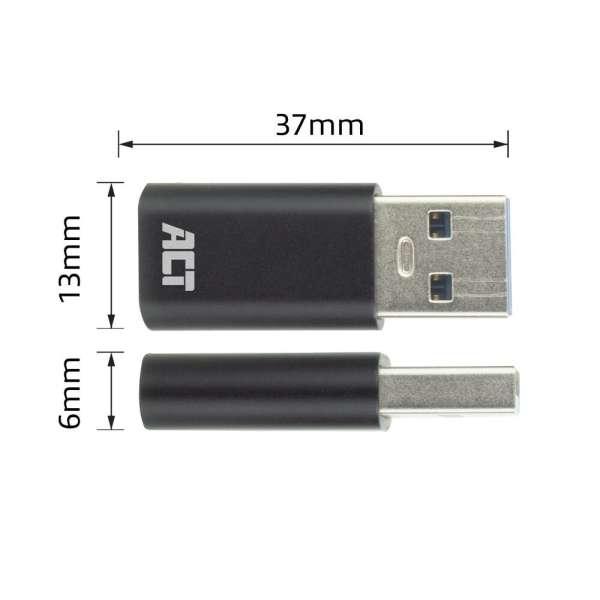 ACT USB-A to USB-C Adapter Black
